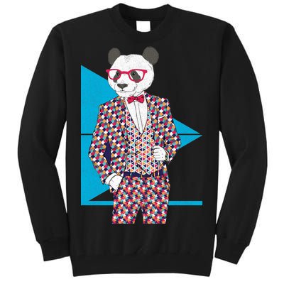 Retro Panda Platted Suit Graphic Tall Sweatshirt