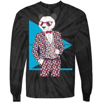 Retro Panda Platted Suit Graphic Tie-Dye Long Sleeve Shirt