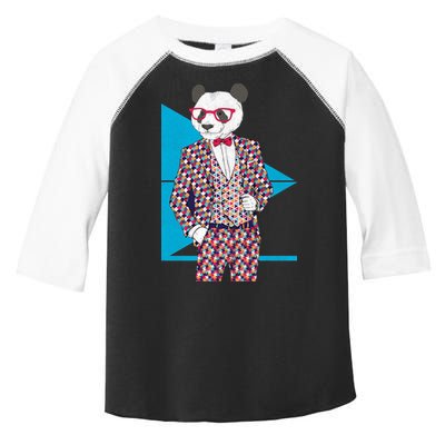 Retro Panda Platted Suit Graphic Toddler Fine Jersey T-Shirt