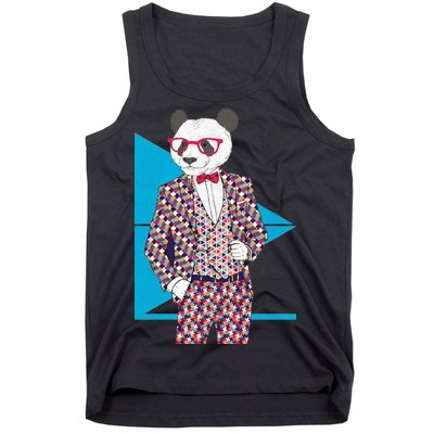 Retro Panda Platted Suit Graphic Tank Top