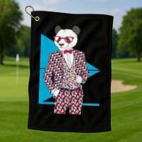 Retro Panda Platted Suit Graphic Golf Towel