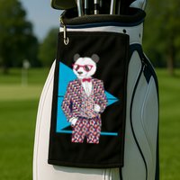 Retro Panda Platted Suit Graphic Golf Towel