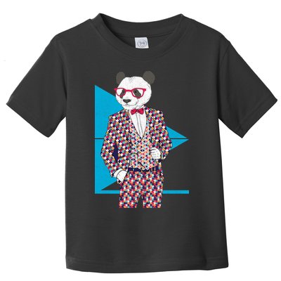Retro Panda Platted Suit Graphic Toddler T-Shirt