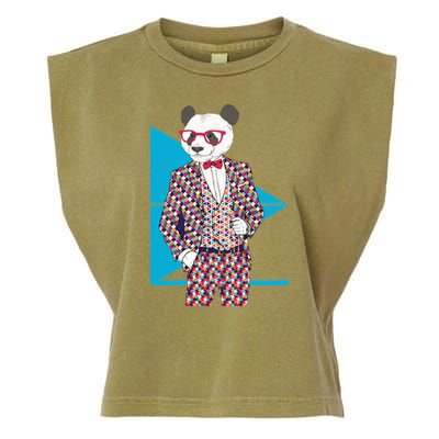Retro Panda Platted Suit Graphic Garment-Dyed Women's Muscle Tee