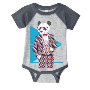 Retro Panda Platted Suit Graphic Infant Baby Jersey Bodysuit