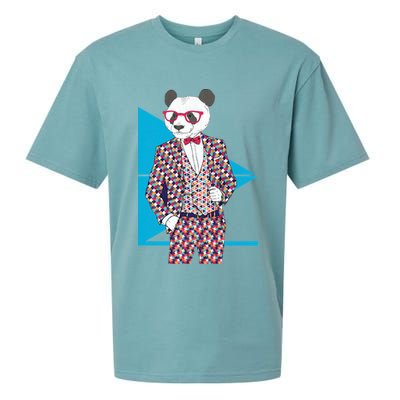 Retro Panda Platted Suit Graphic Sueded Cloud Jersey T-Shirt