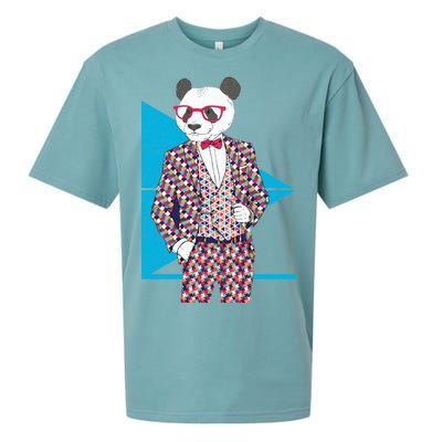 Retro Panda Platted Suit Graphic Sueded Cloud Jersey T-Shirt