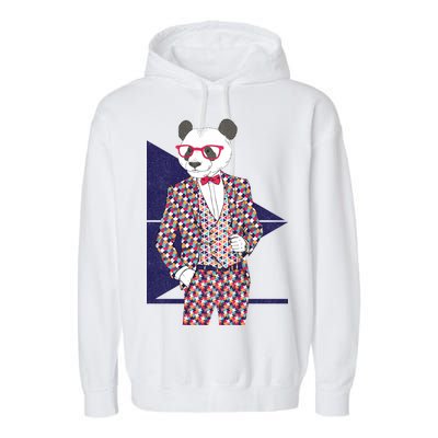 Retro Panda Platted Suit Graphic Garment-Dyed Fleece Hoodie