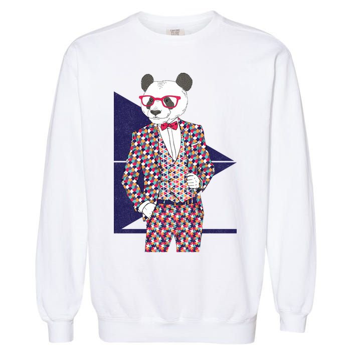 Retro Panda Platted Suit Graphic Garment-Dyed Sweatshirt