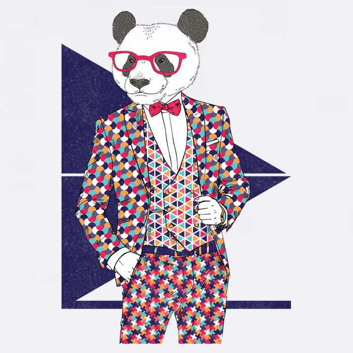 Retro Panda Platted Suit Graphic Garment-Dyed Sweatshirt