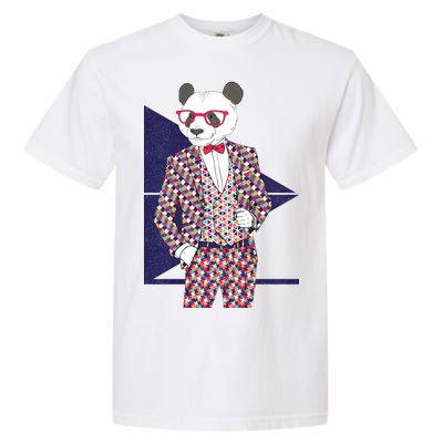 Retro Panda Platted Suit Graphic Garment-Dyed Heavyweight T-Shirt