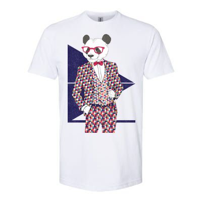 Retro Panda Platted Suit Graphic Softstyle CVC T-Shirt