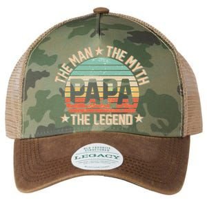 Retro Papa The Man Myth Legend Legacy Tie Dye Trucker Hat