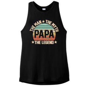 Retro Papa The Man Myth Legend Ladies PosiCharge Tri-Blend Wicking Tank