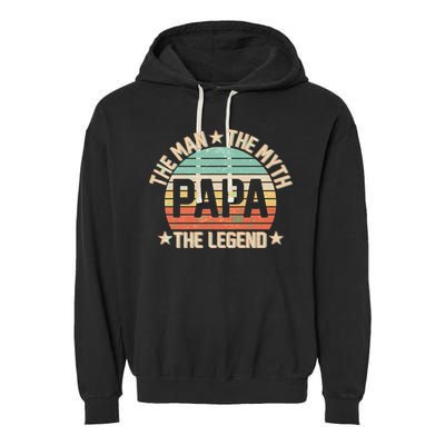 Retro Papa The Man Myth Legend Garment-Dyed Fleece Hoodie