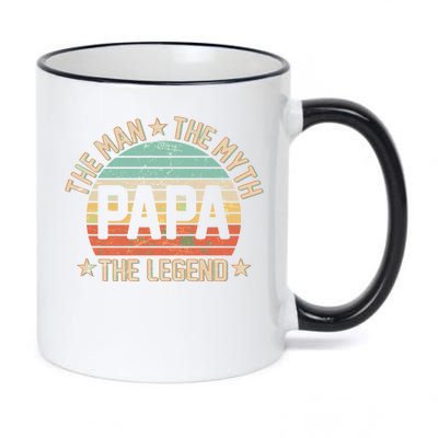 Retro Papa The Man Myth Legend 11oz Black Color Changing Mug