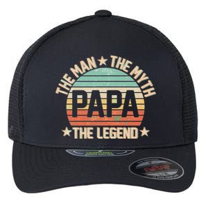 Retro Papa The Man Myth Legend Flexfit Unipanel Trucker Cap