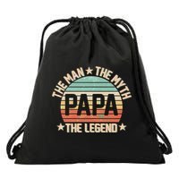 Retro Papa The Man Myth Legend Drawstring Bag