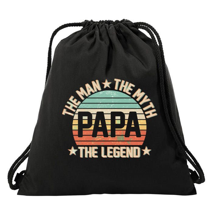 Retro Papa The Man Myth Legend Drawstring Bag