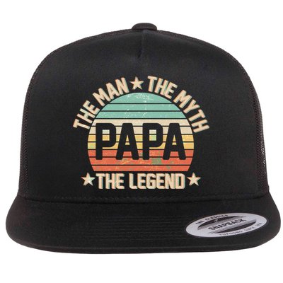 Retro Papa The Man Myth Legend Flatbill Hat