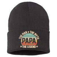 Retro Papa The Man Myth Legend Sustainable Knit Beanie