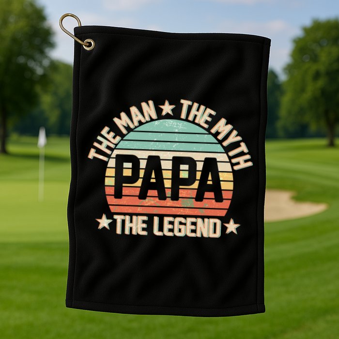 Retro Papa The Man Myth Legend Golf Towel
