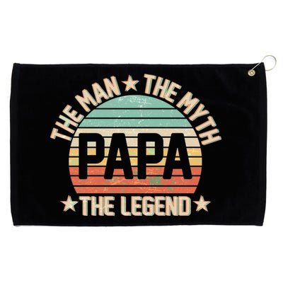 Retro Papa The Man Myth Legend Grommeted Golf Towel