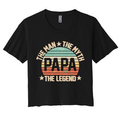 Retro Papa The Man Myth Legend Crop Top