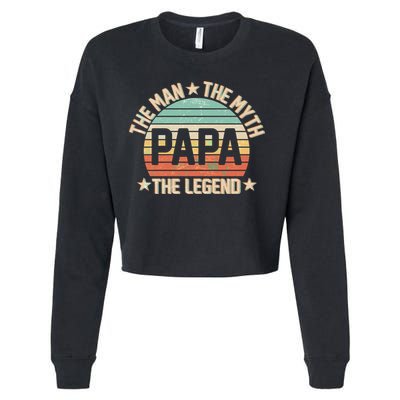 Retro Papa The Man Myth Legend Cropped Pullover Crew