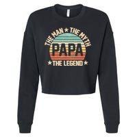 Retro Papa The Man Myth Legend Cropped Pullover Crew