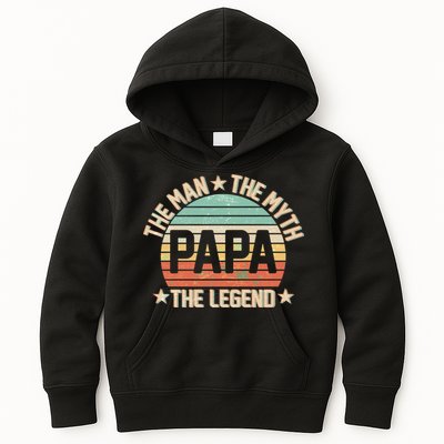 Retro Papa The Man Myth Legend Kids Hoodie