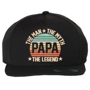 Retro Papa The Man Myth Legend Wool Snapback Cap