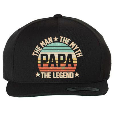 Retro Papa The Man Myth Legend Wool Snapback Cap