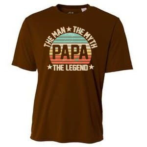 Retro Papa The Man Myth Legend Cooling Performance Crew T-Shirt