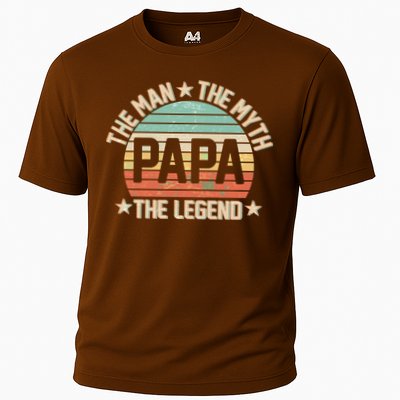 Retro Papa The Man Myth Legend Cooling Performance Crew T-Shirt