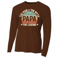 Retro Papa The Man Myth Legend Cooling Performance Long Sleeve Crew