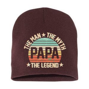 Retro Papa The Man Myth Legend Short Acrylic Beanie