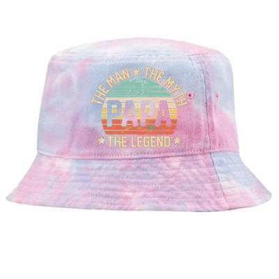 Retro Papa The Man Myth Legend Tie-Dyed Bucket Hat