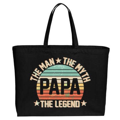 Retro Papa The Man Myth Legend Cotton Canvas Jumbo Tote