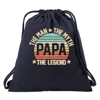 Retro Papa The Man Myth Legend Drawstring Bag