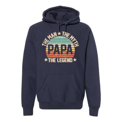 Retro Papa The Man Myth Legend Premium Hoodie