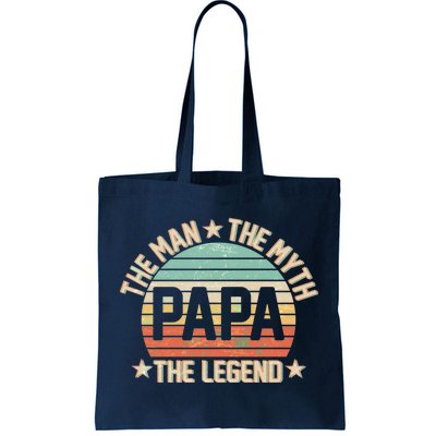 Retro Papa The Man Myth Legend Tote Bag