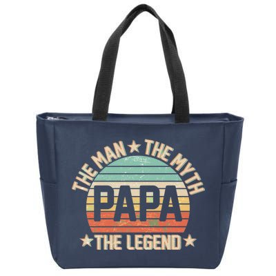 Retro Papa The Man Myth Legend Zip Tote Bag