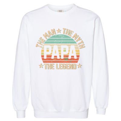 Retro Papa The Man Myth Legend Garment-Dyed Sweatshirt