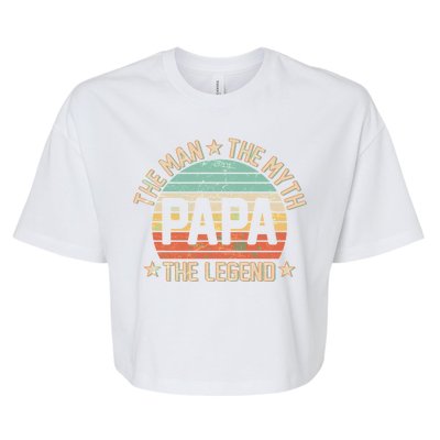 Retro Papa The Man Myth Legend Bella+Canvas Jersey Crop Tee