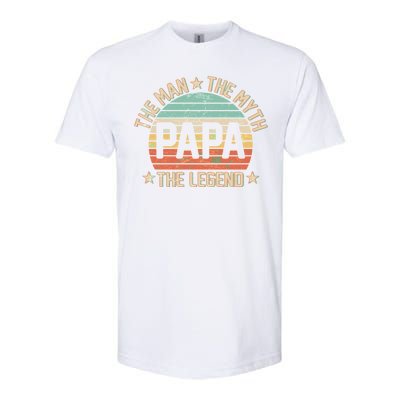 Retro Papa The Man Myth Legend Softstyle® CVC T-Shirt