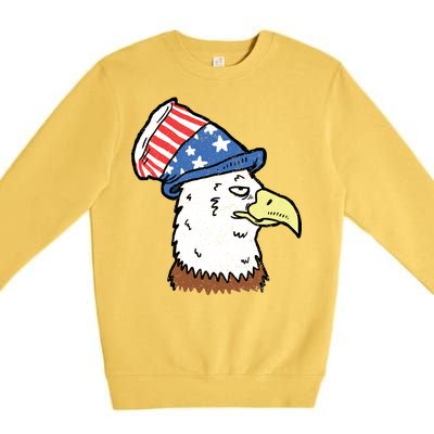 Retro Patriotic Bald Eagle  Premium Crewneck Sweatshirt