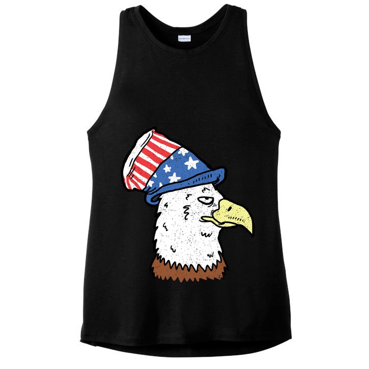 Retro Patriotic Bald Eagle  Ladies PosiCharge Tri-Blend Wicking Tank