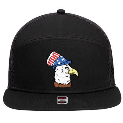 Retro Patriotic Bald Eagle  7 Panel Mesh Trucker Snapback Hat
