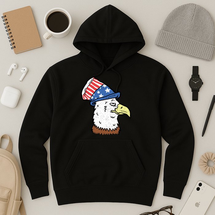 Retro Patriotic Bald Eagle  Hoodie